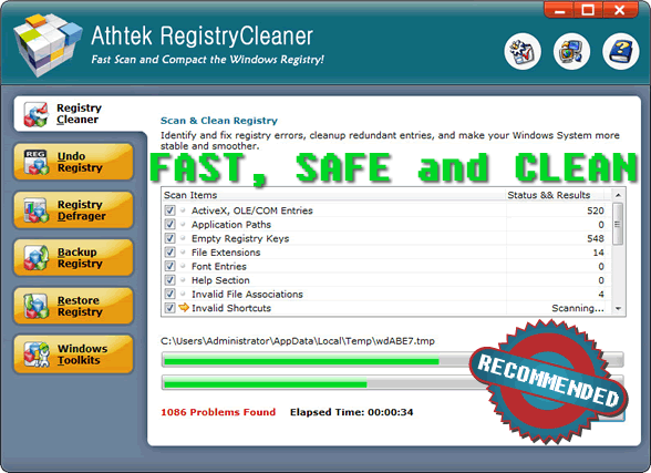 Click to view AthTek Registry Cleaner 2.0 screenshot