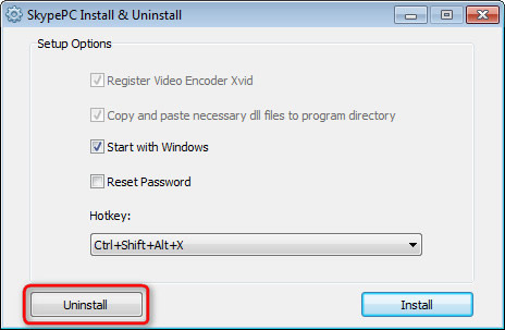 Uninstall SkypePC