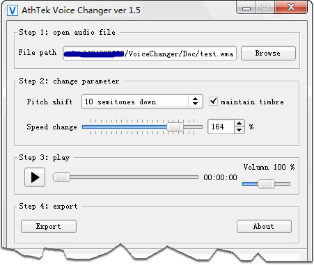 Click to view AthTek Free Voice Changer 1.5 screenshot